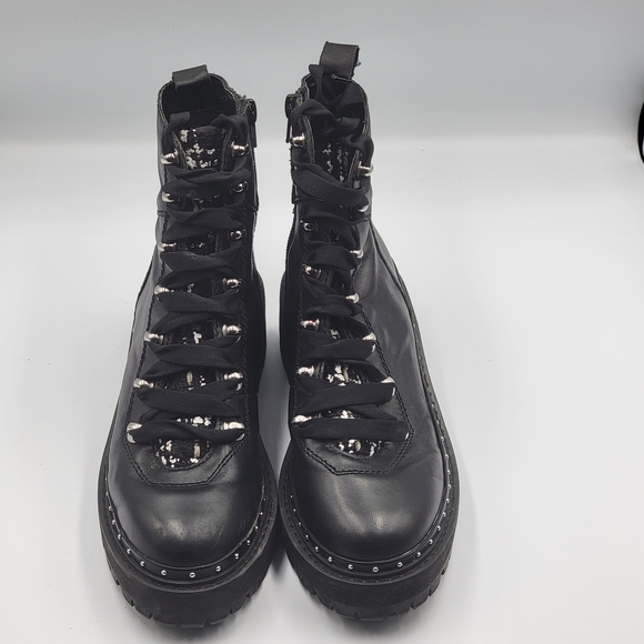 Steve Madden Women's Size 6.5 Combat Boots Black Leather & Faux Fur Rainier Moto - Picture 4 of 9